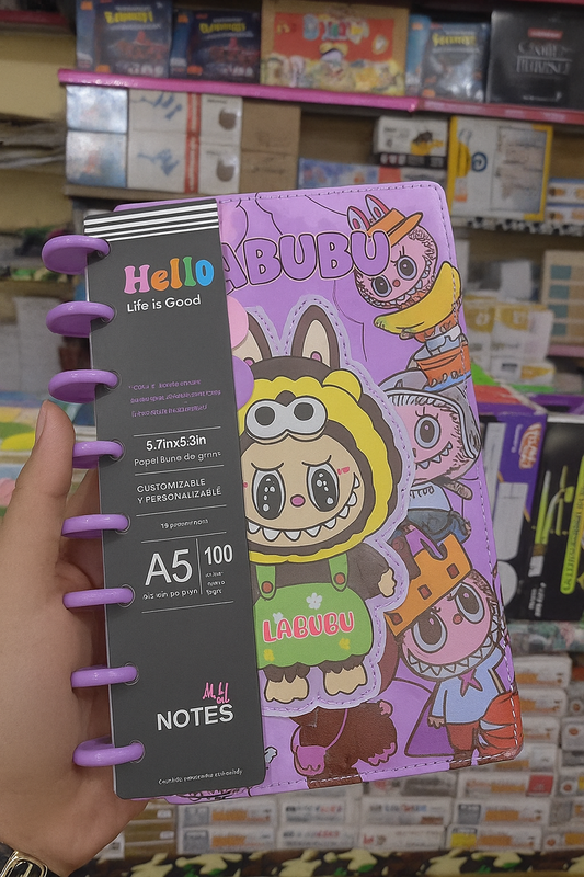 LABUBU Cute Character Spiral Diary – Pink Kawaii Daily Planner Notebook