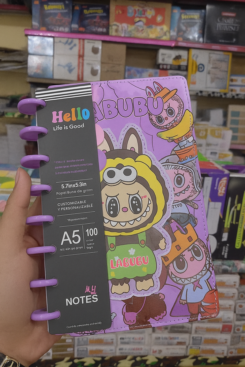 LABUBU Cute Character Spiral Diary – Pink Kawaii Daily Planner Notebook